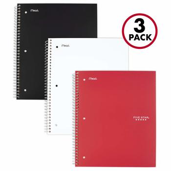 5. Five Star Wirebound 3-Subject College Ruled Notebook