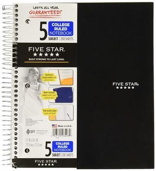 8. Best 5-Subject Notebook - Five Star Spiral Notebook