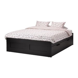 11. IKEA Full Size Bed Frame with Storage, Black 14382.22026.216