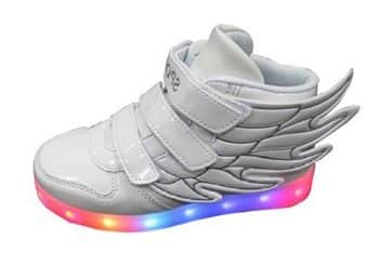 Littlepanda Kid boy Girl LED Light up Sneaker Athletic Wings Shoe High Student Dance Boot USB Charge