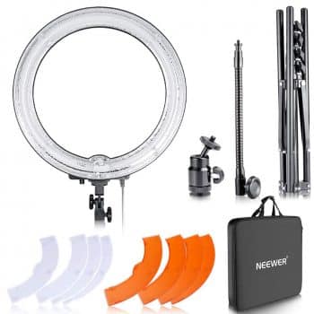 Neewer 18" Dimmable Fluorescent Ring Light Kit: 75W 5500K Ring Light