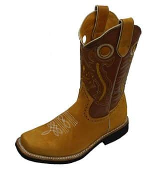 Children Youth Sizes Cowboy Boots Leather Square Toe Rodeo Boys Western Plain