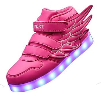 Gaorui Kid Boy Girl LED Light up Sneaker Athletic Wings Shoe High Student Dance Boot USB Charge