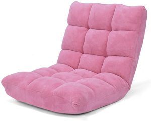 #10. Giantex 14-Position Pink Floor Folding Lounger Chair 