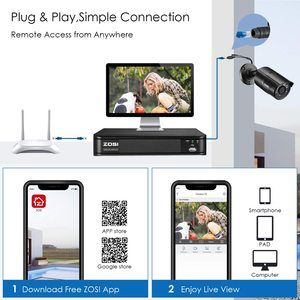 #3. ZOSI 1080p H.265+ PoE 8CH Home Security Camera, for Outdoor Indoor