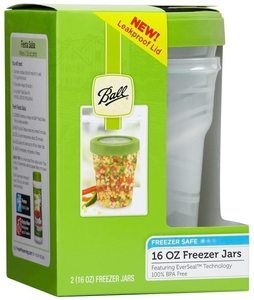 #8 Ball Jar Plastic Pint Freezer Jars with Snap-On Lids, 16-Ounces (2-Count)