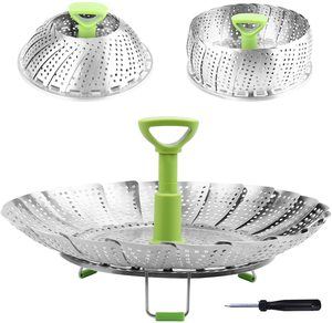 #6. Steamer Basket Vegetable Steamer Basket Stainless Steel Folding Steamer