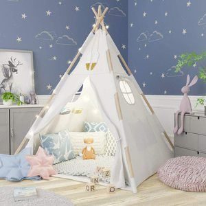 #6. TazzToys Kids Teepee Tent with Fairy Lights for Kids