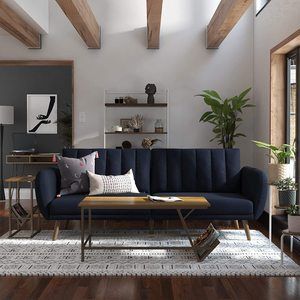 1. Novogratz Brittany Sofa Futon - Navy Linen