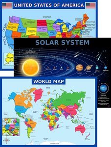 10. World Map Poster, United States USA Map
