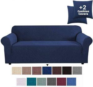 8. JINAMART High Stretch Couch Cover -Navy Blue