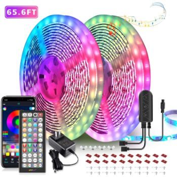 4. 65.6ft LED Strip Lights with Music Sync