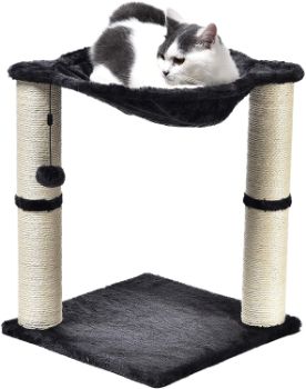 #1. AmazonBasics Cat Condo Tree Tower with Hammock Bed