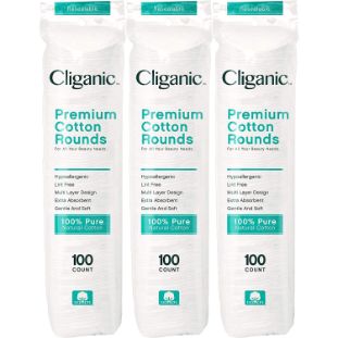 1. Cliganic Premium Cotton Rounds for Face, 300 Counts