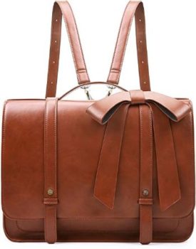 10. ECOSUSI Women Briefcase PU Leather Laptop Backpack