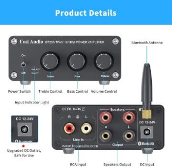 2. Fosi Audio BT20A Bluetooth Amplifier