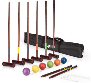 #7. ROPODA Six-Player Deluxe Croquet Set