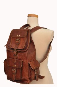 9. HLC 20 Genuine Leather Retro Rucksack Backpack