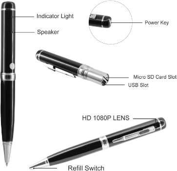 3. DZFtech Hidden Spy Pen Camera