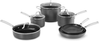 2. Calphalon Classic Pots And Pans Set, 10 Pieces, Gray