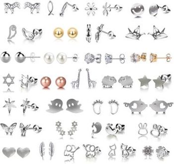 4. Stainless Steel Stud Earrings, 30 Pairs