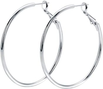 9. Rugewelry 925 Sterling Silver Hoop Earrings