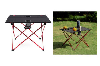 10. OUTRY Lightweight Folding Table with Cup Holders