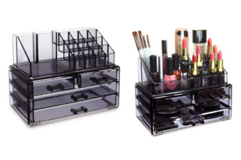 3. Ikee Design Jewelry and Cosmetic Storage Makeup Organizer Two Pieces Set