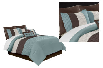 6. Chezmoi Collection 90 x 92-Inch 8-Piece Luxury Stripe Comforter Bed-in-a-Bag Set
