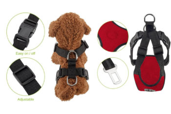 9. SlowTon Dog Car Harness Plus Connector Strap, Multifunction Adjustable Vest Harness