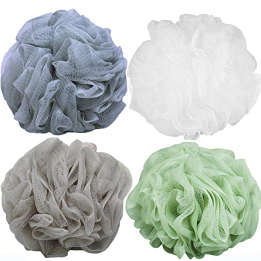 Goworth Large Bath Shower Sponge Pouf Loofahs 4 Packs 60g - Bath Sponges