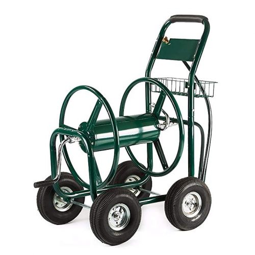 ALEKO GHRC400 Heavy Duty Hose Reel Cart Industrial 4 Wheel 400 Foot Hose Capacity Outdoor Yard Garden Landscape Green - 4 Wheel Garden Carts