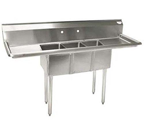 BK Resources 3-Compartment Sink - Drainboard Sink