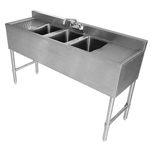 DuraSteel 3 Compartment Stainless Steel Bar Sink - Drainboard Sink