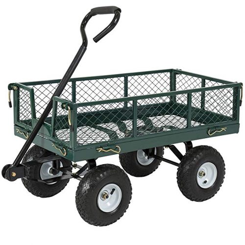 Best Choice Products Utility Cart Wagon Lawn Wheelbarrow Steel Trailer 660lbs - 4 Wheel Garden Carts