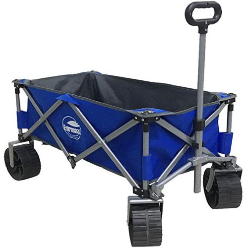 Eurmax Sports Collapsible Sturdy Steel Frame Garden Carts on Wheels Utility Beach Wagon Cart with Big Wheels，Bonus 8x8Ft Picnics Mat (Black & Gray) - 4 Wheel Garden Carts