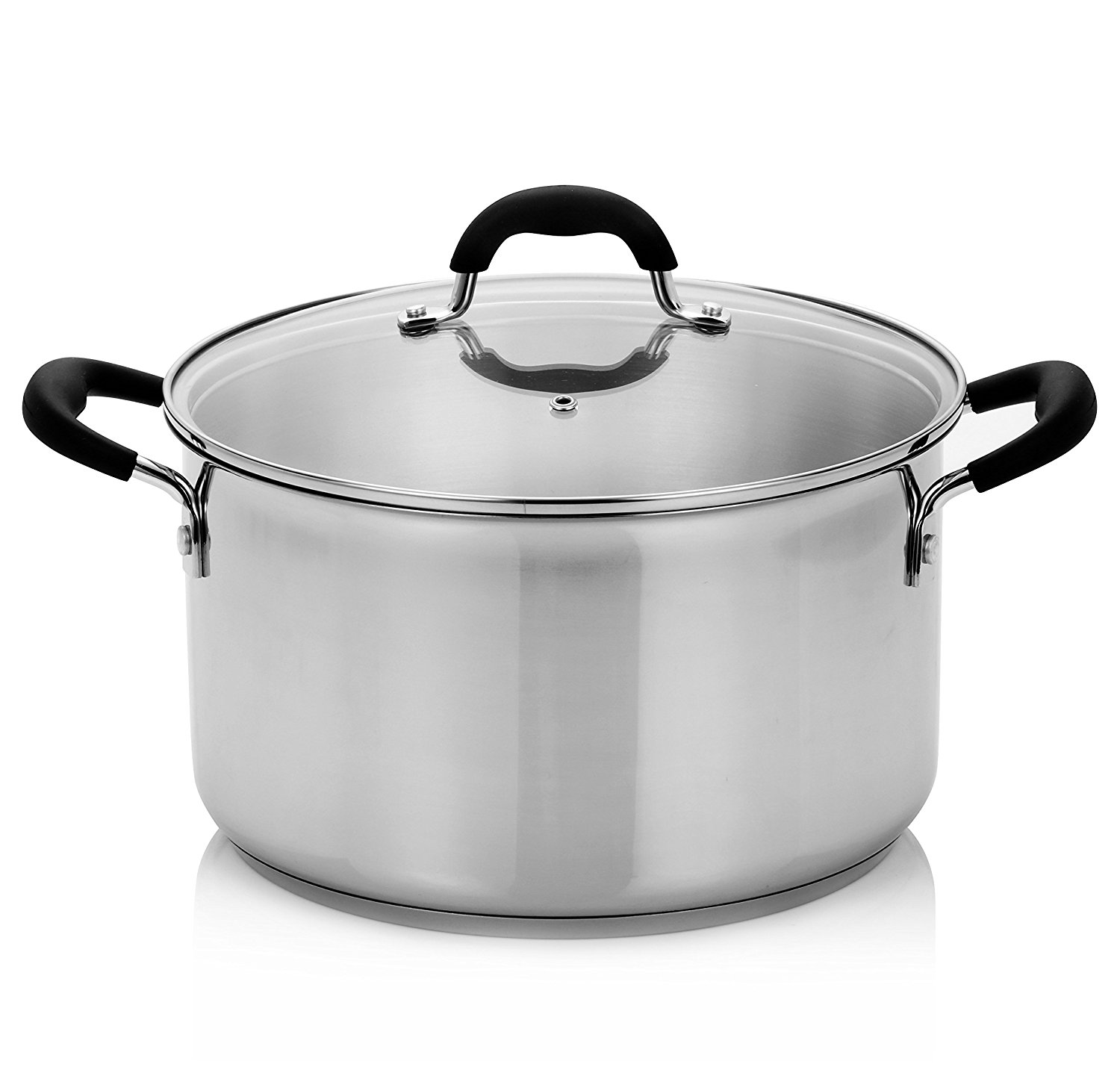  Finnhomy Approved AISI304 (18-10) Stainless Steel 8-Quart Stock Pot with Cover, 3 Layers Base,Induction Base Safe, Metallic - Stainless Steel Pot