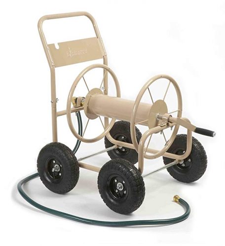 Liberty Garden Products 870-M1-2 Industrial 4-Wheel Garden Hose Reel Cart, Holds 300-Feet of 5/8-Inch Hose – Tan - 4 Wheel Garden Carts