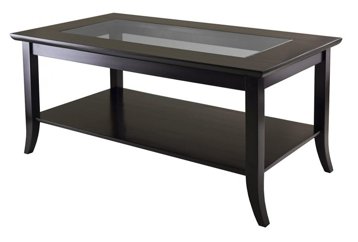 Winsome Genoa Rectangular Coffee Table with Glass Top And Shelf