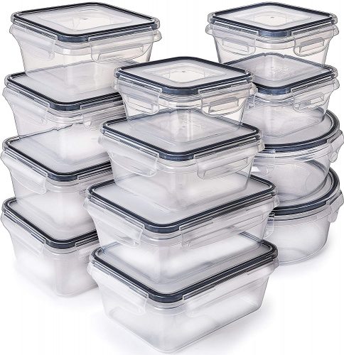 [12-Pack] Food Storage Containers with Lids - Plastic Food Containers with lids - Plastic Containers with lids - Airtight Leak-Proof Easy Snap Lock and BPA Free Plastic Container Set for Kitchen Use