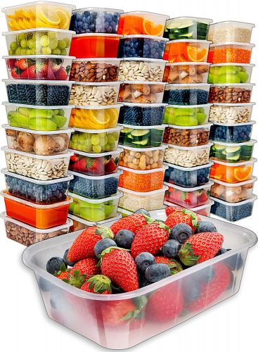 [50pk, 25oz] Food Storage Containers with Lids - Food Containers Meal Prep Plastic Containers with Lids Food Prep Containers Deli Containers with Lids Freezer Containers with lids Disposable Containers