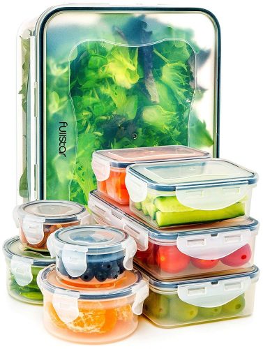 Food Storage Containers with Lids - Airtight Leak-Proof Easy Snap Lock and BPA Free Clear Plastic Container Set for Kitchen Use by Fullstar (18 Piece Set)