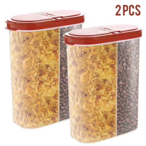 2pcs Airtight Cereal Dispenser Snack Container Storage Keeper 12-18 oz Capacity for Dry Food Flour Nut Sugar with Hovering Flip Top Lid and Large Mouth for Easy Pouring – Maroon