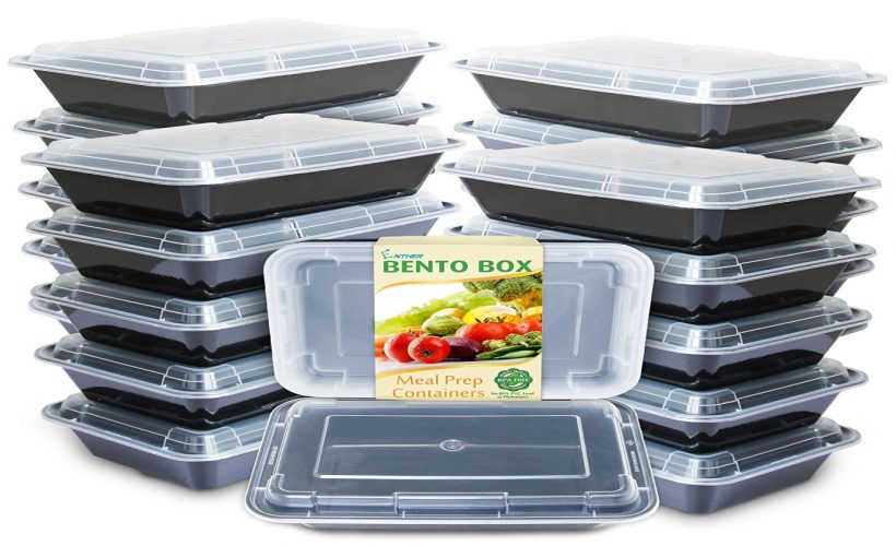 Enther Meal Prep Containers [20 Pack] Single 1 Compartment with Lids, Food Storage Bento Box | BPA Free | Stackable | Reusable Lunch Boxes, Microwave/Dishwasher/Freezer Safe, Portion Control (28 oz)