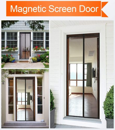 Magnetic Screen Door 36x83 inch, with Heavy Duty Mesh Curtain and Full Frame Velcro Fits Door Size 34Wx82H inch with Full Frame Velcro Front Door Screen- 36x83Inch, Black