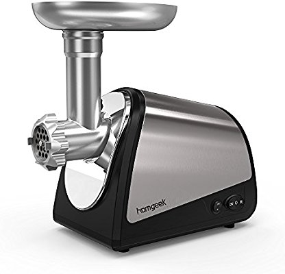 Homgeek Electric Meat Grinder, Meat Machine Sausage Maker, Stainless Steel Meat Mincer Sausage Stuffer, Heavy Duty Food Processing Machine With 3 Cutting Blades and Stuffing Tubes, 1200W - Electric Meat Grinders