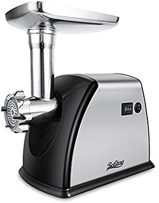 Betitay Electric Meat Grinder, Stainless Steel Meat Mincer Sausage Stuffer, Heavy Duty Food Processing Machine with 3 Grinding Plates, Sausage Making Kit, Blade & Kubbe Attachment,1800 Watts Max. - Electric Meat Grinders