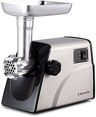 Sunmile SM-G33 ETL Electric Stainless Steel Meat Grinder Mincer 1HP 800W Max - Stainless Steel Blade and 3 Grinding Plates, 3 Types Sausage Makers - Electric Meat Grinders
