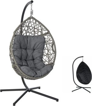 10. Garpans Swing Egg Chair with Stand and Cushion Hammock Chair Hanging Swing Chair