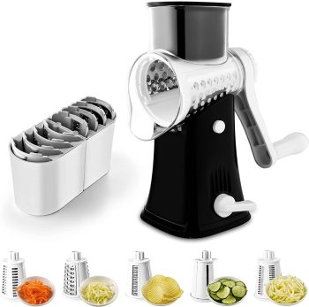 10. VEKAYA 5 in 1 Rotary Cheese Grater with Handle